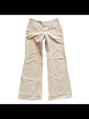 Vintage 2005 Gap Pants Womens Khaki Pinstripe Low Rise Wide Leg